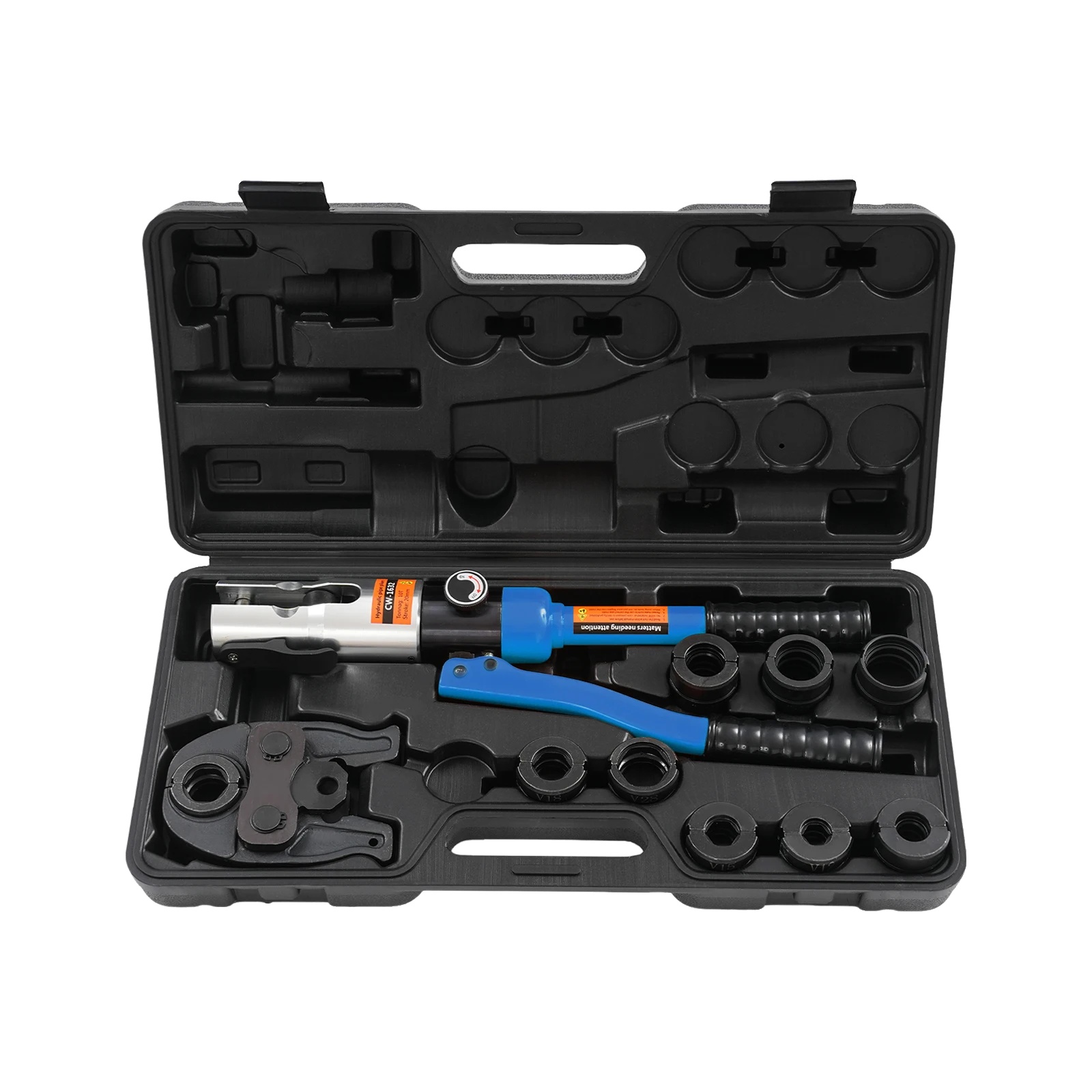 Hydraulisches Crimpwerkzeug, Mehrzweckmatrizen, Robuste Konstruktion, Blau