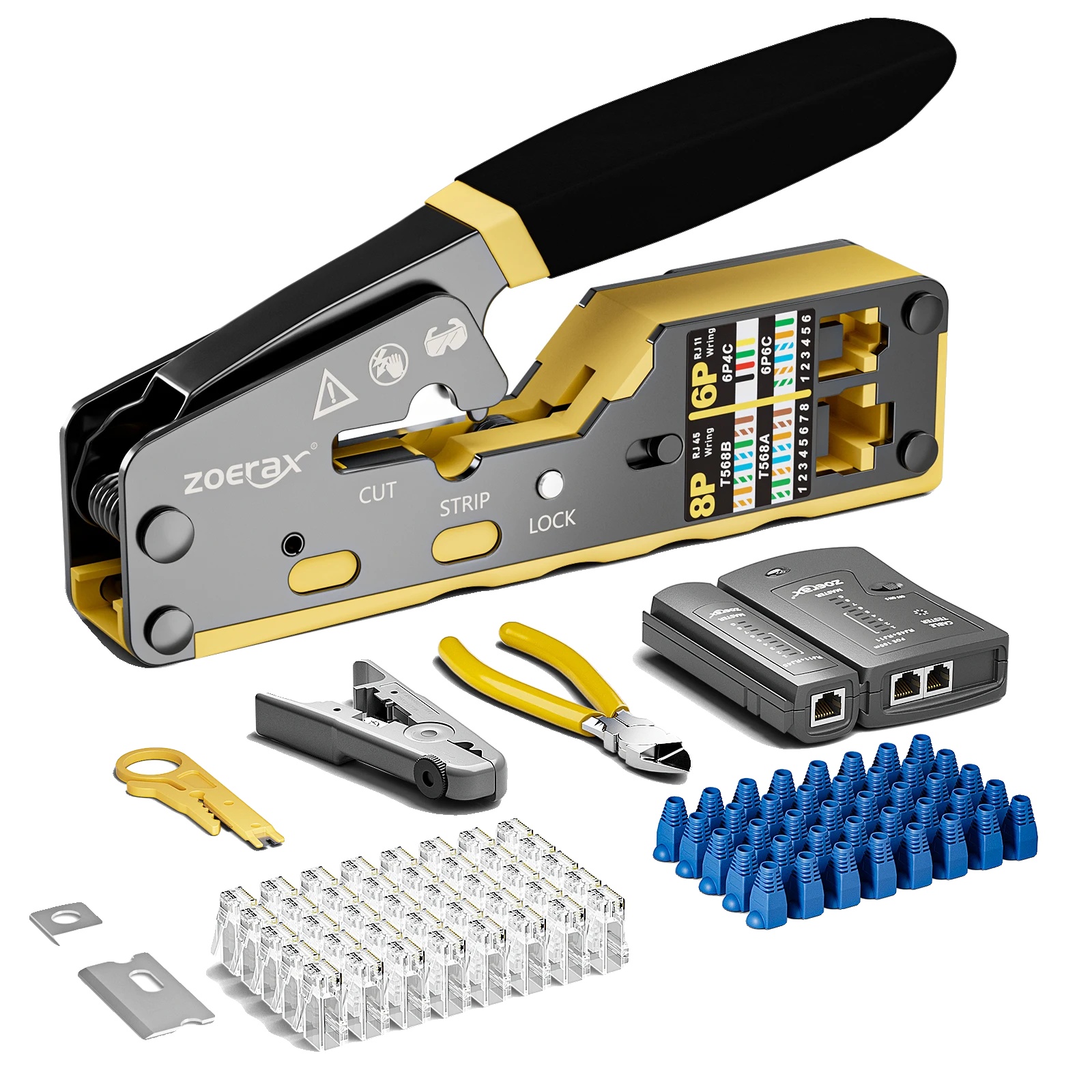 Crimpzangen-set, Multifunktionswerkzeug-set, Inklusive Rj45-steckern, Cat6-set