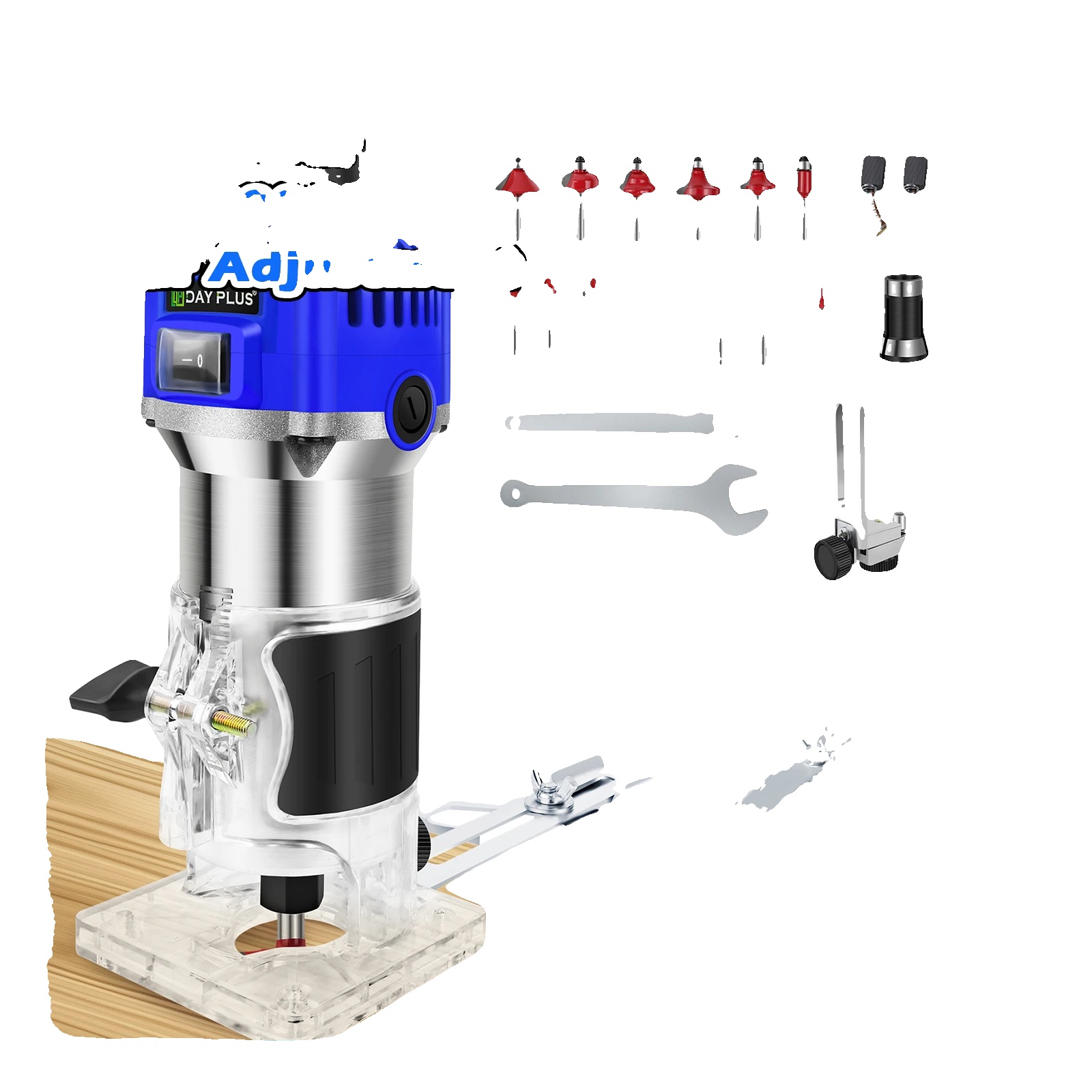 Elektrische Oberfräse, 800 W, 4000–30000 U/min, 6 Geschwindigkeitsstufen, Maximale Frästiefe 29 Mm, Geeignet Für Sägeblattdurchmesser 6–8 Mm