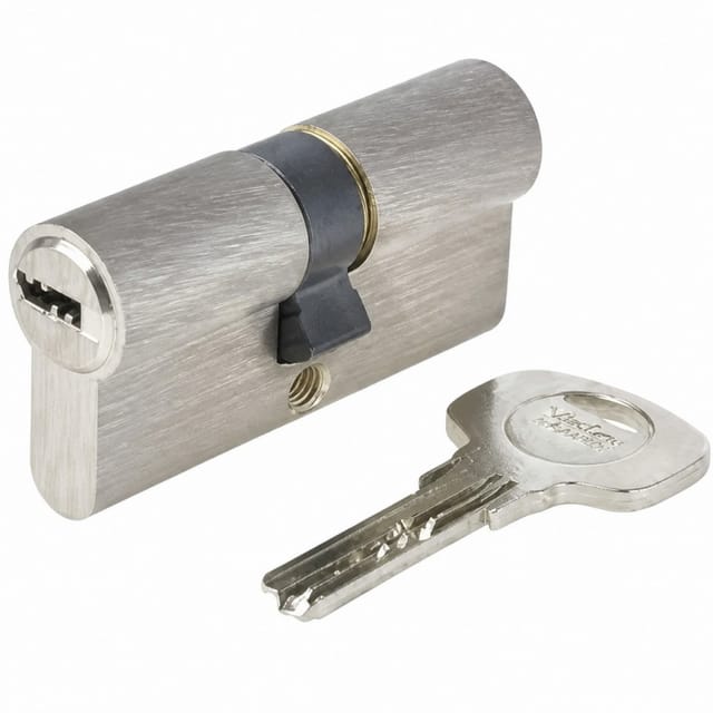 Vachette - Zylinder Serie 1000 auskuppelbar vernickelt 30x40mm, 6 Stifte, 4 Wendeschlüssel.