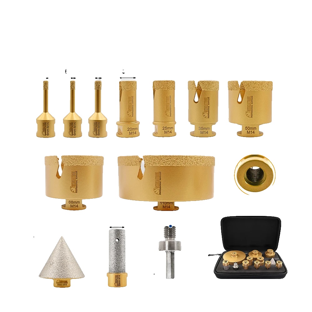 Diamantbohrer-set, Verschiedene Größen, Langlebig, 12-teilig, M14-gewinde