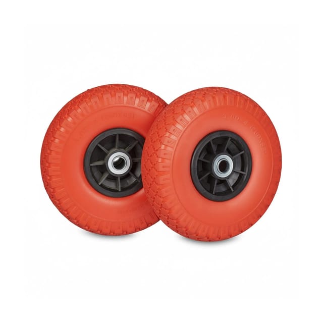 Relaxdays - 2x Sackkarrenrad, 3.00-4 Zoll, 260 x 85 mm, pannensichere Vollgummireifen, 20mm Achse, bis 80 kg, rot-schwarz