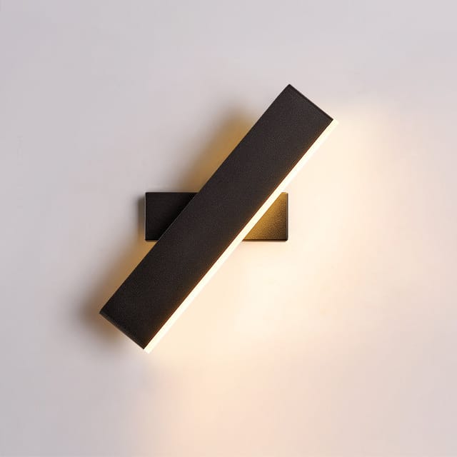 Innen-led-wandleuchte, 360 Drehbare Wandlampe Aus Metall Und Acryl, Schwarze Wandlampe Für Schlafzimmer, Wohnzimmer, Treppe, Warmes Licht 3000k - Goeco