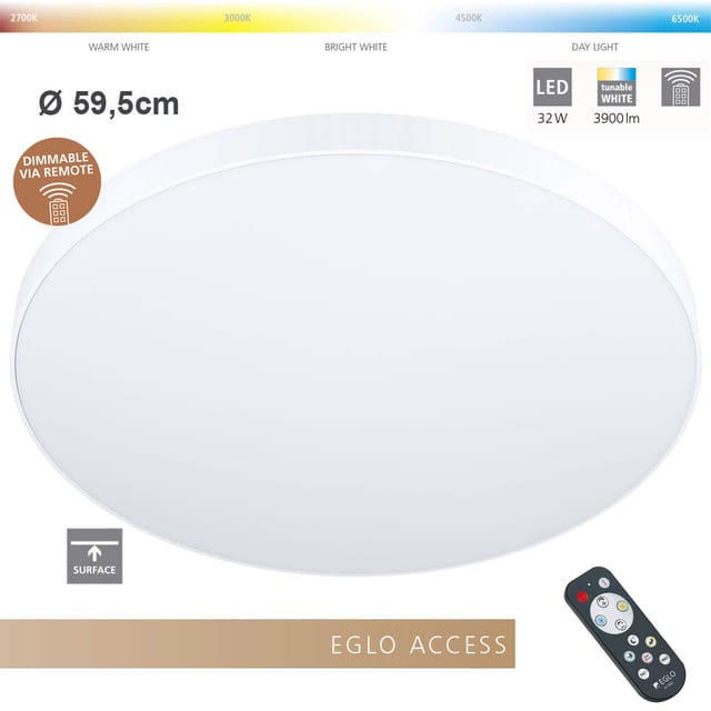 Neuwertig] Eglo Led Deckenlampe Zubieta a Deckenlampe Deckenlicht Leuchte Lampe Weiß ø60cm B-Ware
