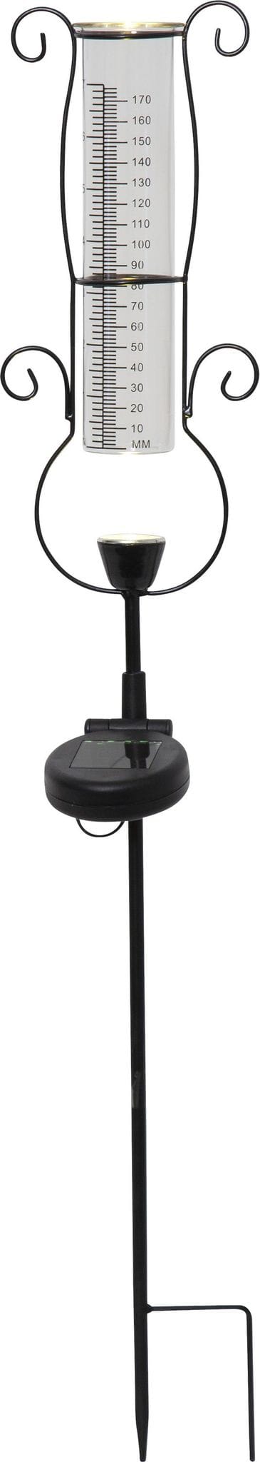 Star Trading Solar Regenmesser Pluvio, led, Schwarz, Outdoor, Glas, Warmweiß, Dämmerungssensor, 65 cm