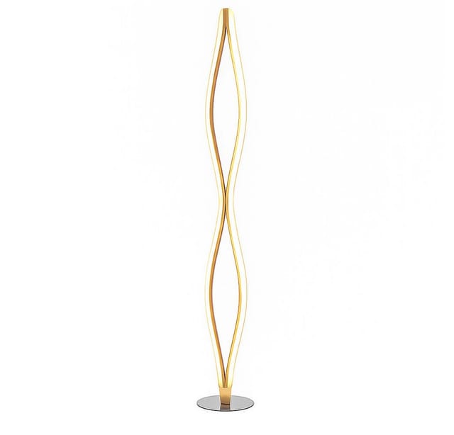 Stehleuchte led Modern Design Wohnzimmerlampe stehend Stehlampe silber, geschwungen Schalter, 1x led 30,8W 2156Lm warmweiß, h 146,5 cm