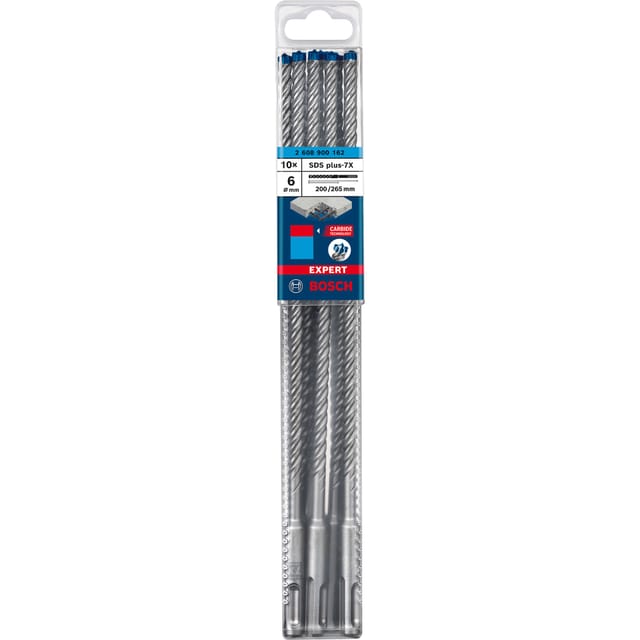 Professional Expert sds plus-7X Hammerbohrer, 6 x 200 x 265 mm, 10-tlg. (2608900162) - Bosch