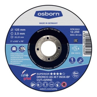 Dronco - Osborn Kombi-Trenn- und Schruppscheibe AS46T Inox Cut+Grind 115x2,5 mm T42 5 Stk