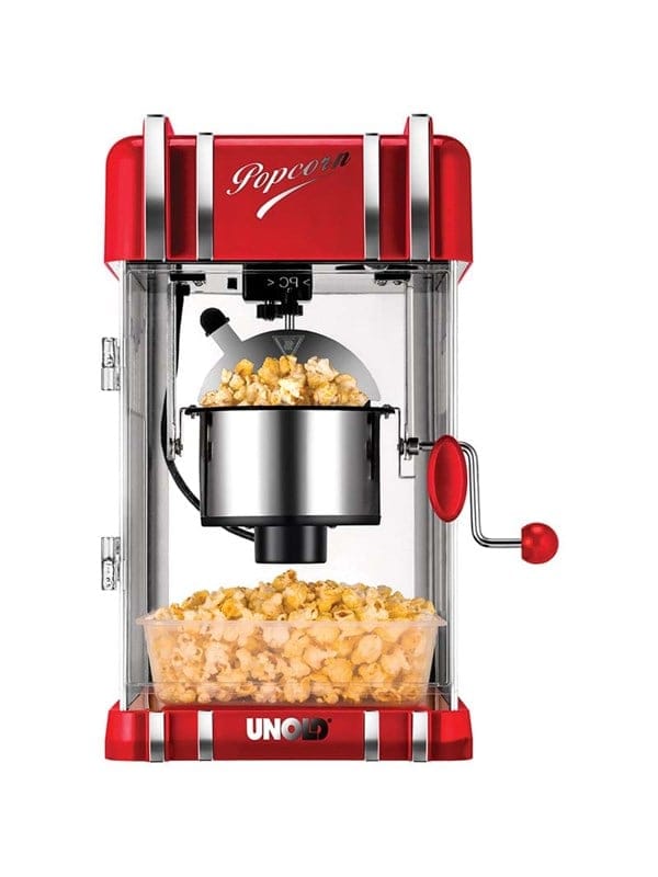 Retro Popcorn-Popper Rot, Silber 300 w - Popcorn-Popper (300 w, 220 - 240 v, 50 - 60 Hz, 250 x 286 x 433 mm, 3,2 kg) - Unold