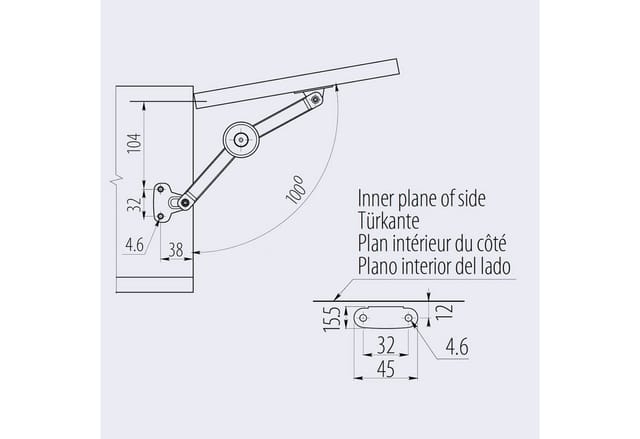 2er Pack - Klappenbeschlag 75 - 100° Klappenstütze für Holz oder Alurahmen