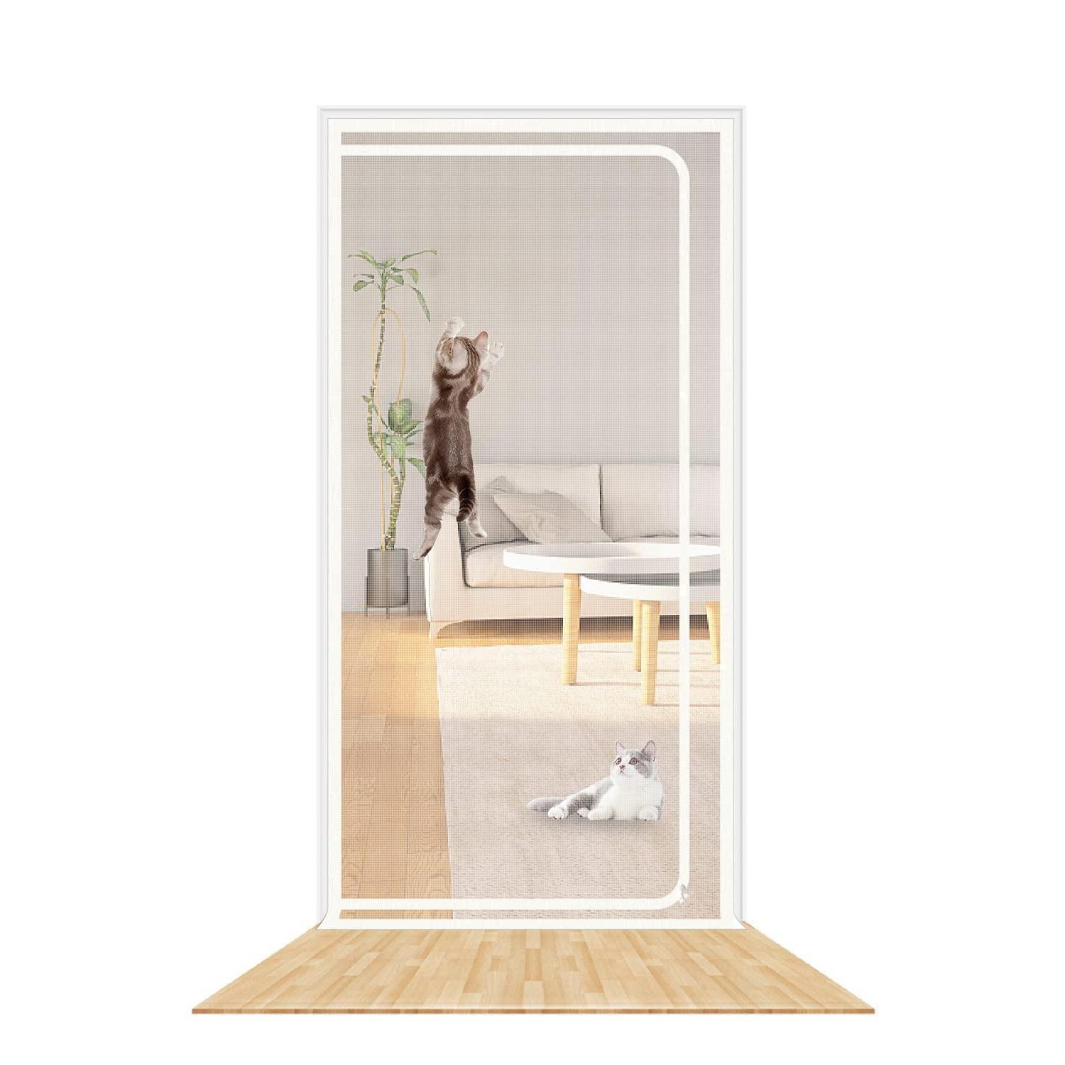 Katzengitter Tür 90x210cm, Verstärkt, Mit Reißverschluss, Für Balkon & Terrassentür