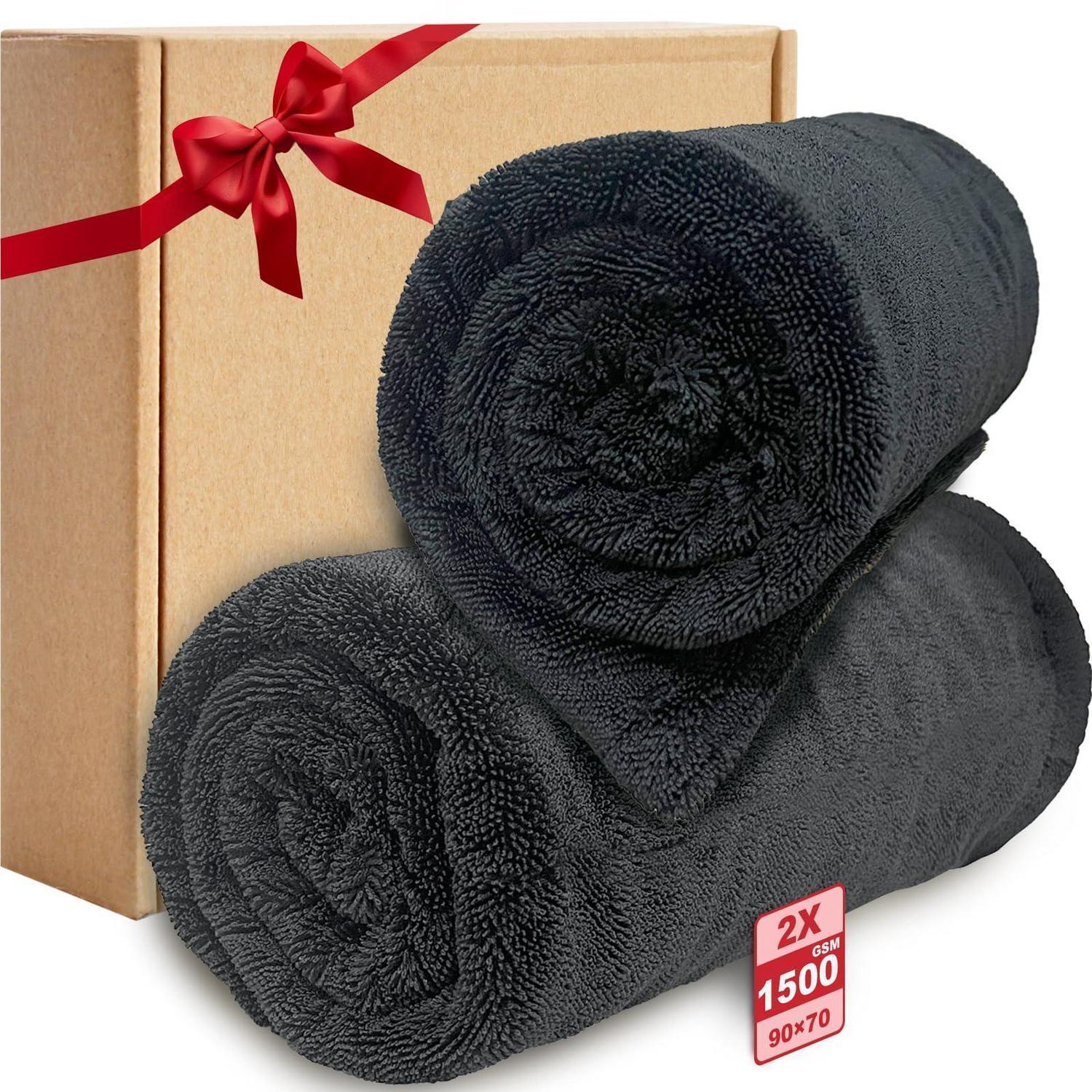 2x Mikrofaser Trockentuch 90x70cm, 1500 Gsm, Extra Groß, Ultra Saugfähig
