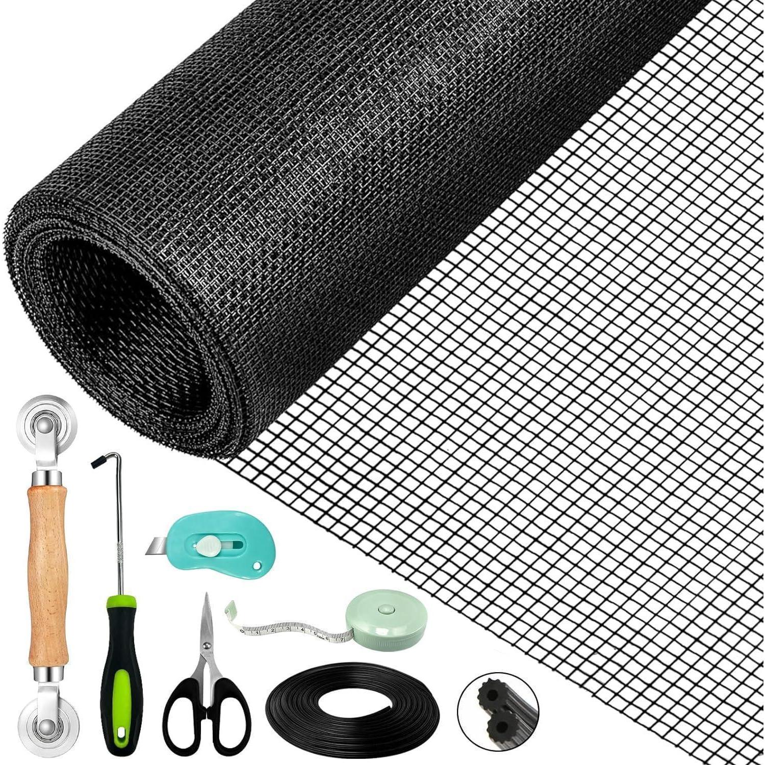 Fliegengitter Reparaturset Für Fenster 300x120cm Schwarz, Schneidbar, Insektenschutz Mit Zubehör
