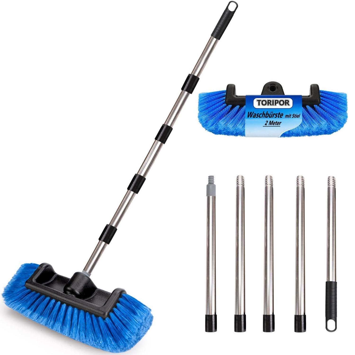 Autowaschbürste Mit Teleskopstiel 2m, 30cm Weicher Bürstenkopf, Für Auto, Lkw, Boot