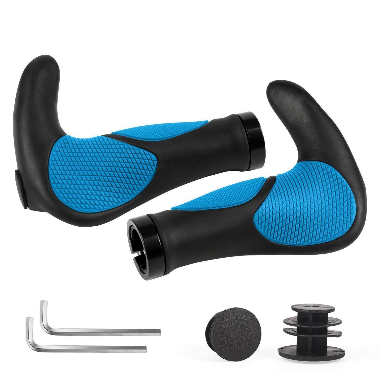 Ergonomische Fahrradgriffe Mit Hörnern, Rutschfest, Blau