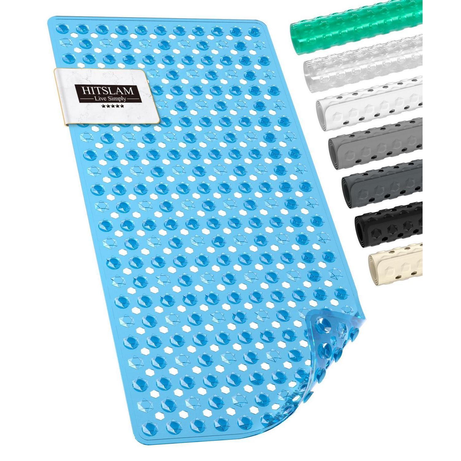Badewannenmatte Rutschfest 89x40cm, Bpa-frei, Maschinenwaschbar, Blau