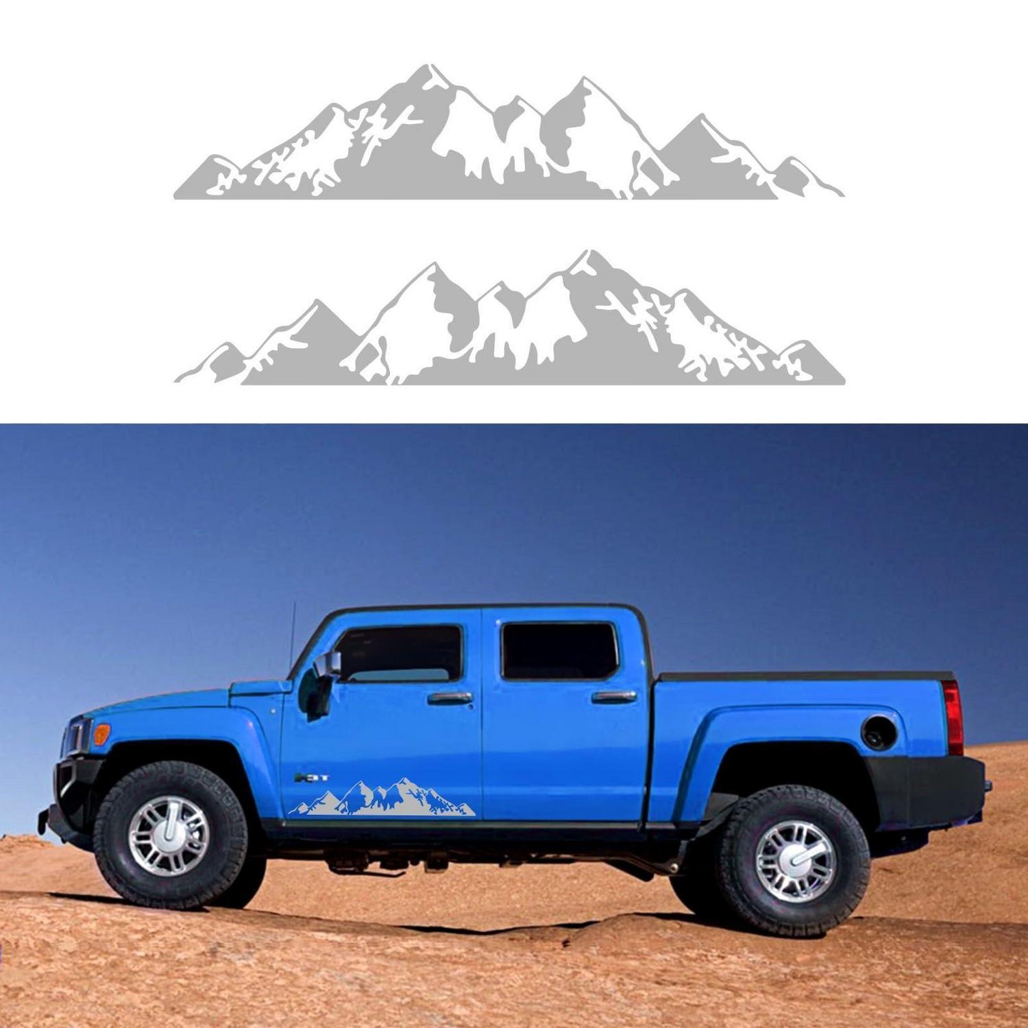 Autoaufkleber Bergmotiv 2 Stück Für Suv & Offroad Fahrzeuge (grau)