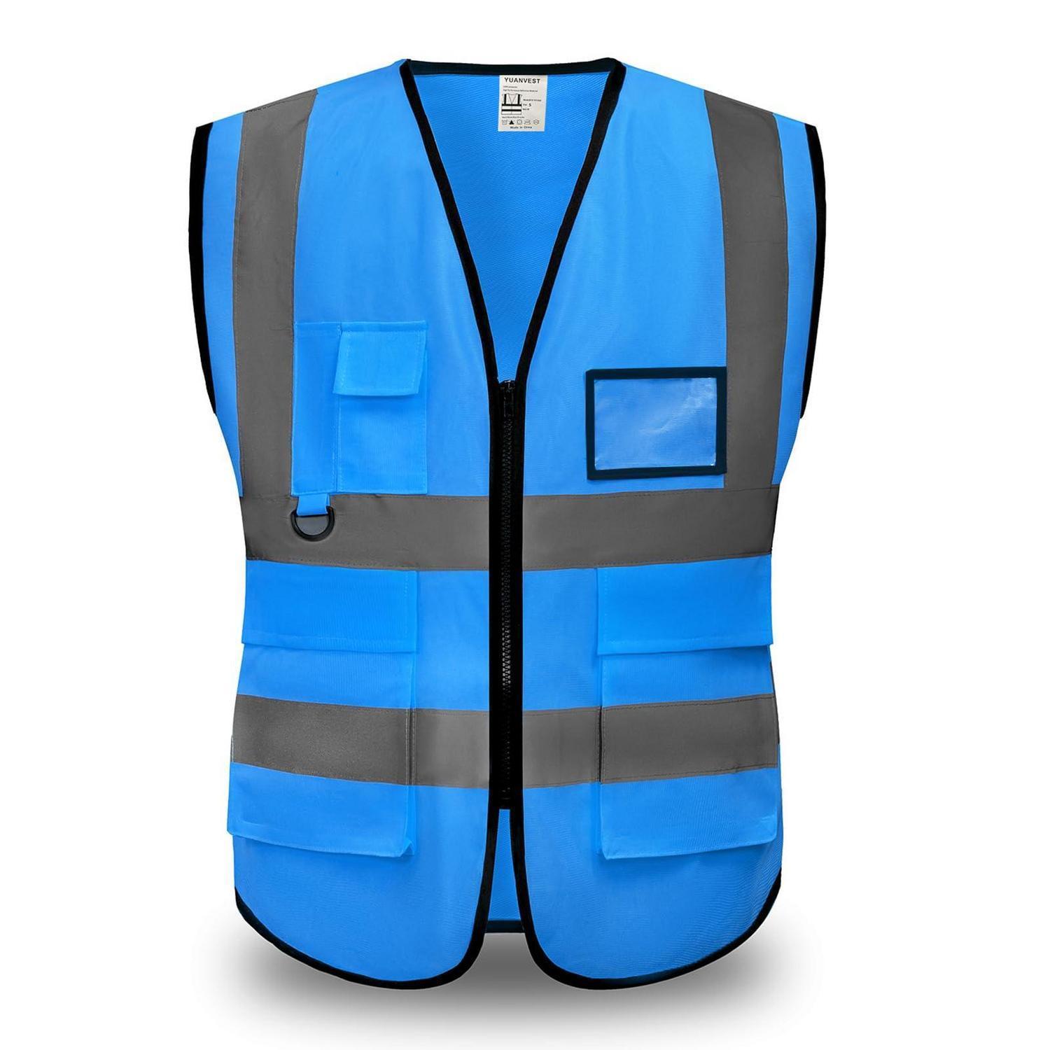 Sicherheitsweste Mit Hoher Sichtbarkeit, 2 Zoll Reflektierende Streifen, Blau, Xl