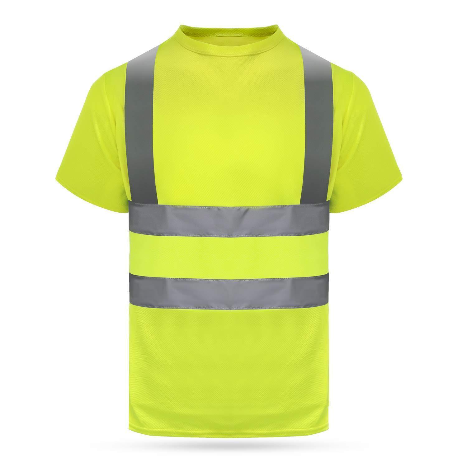 Warnschutz T-shirt Mit Reflektoren, Atmungsaktiv, Kurzarm, Arbeitskleidung, Gelb
