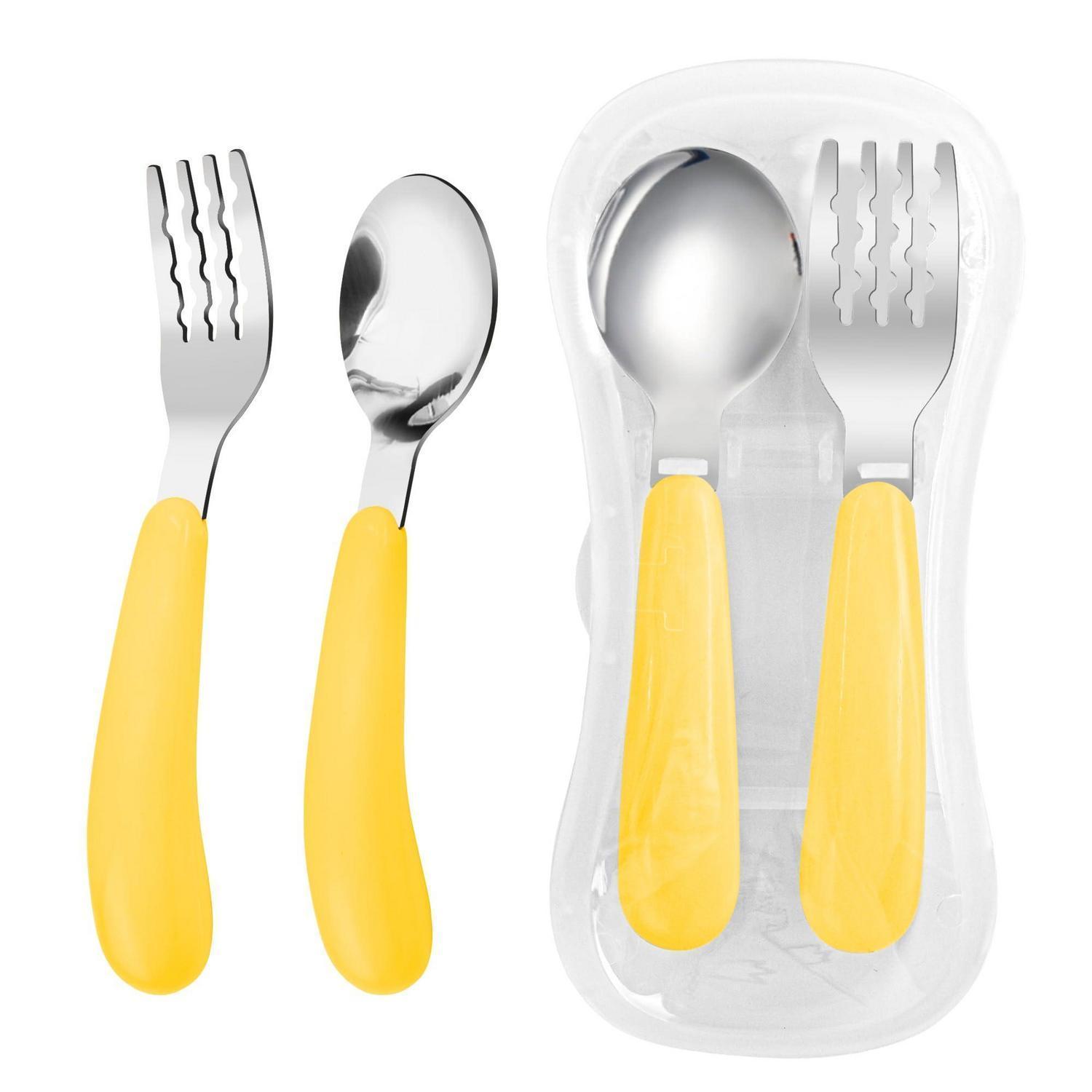 Kinderbesteck Set Mit Reiseetui, Edelstahl, Gelb, 2 Teile