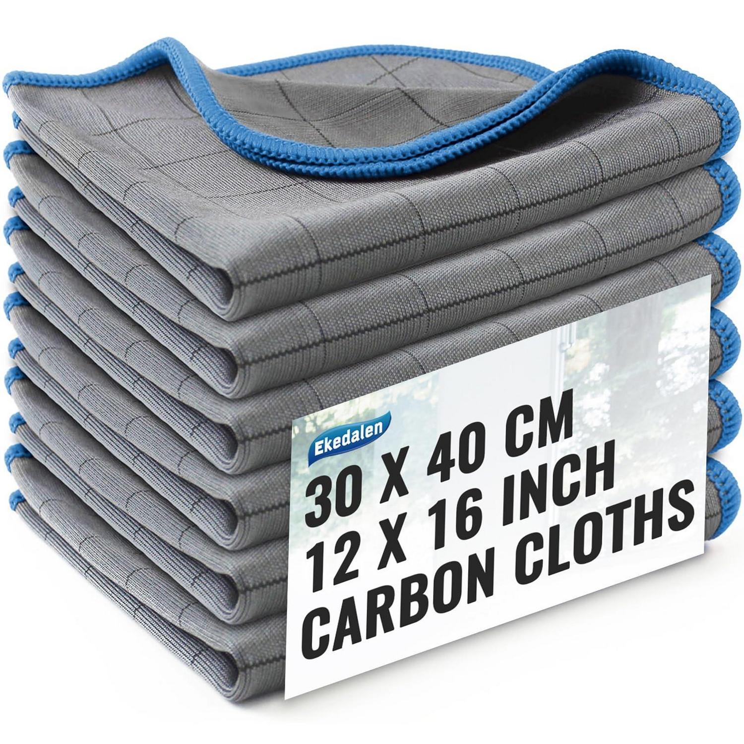 6x Fensterputztücher Carbon Mikrofaser 40x30 Cm Streifenfrei Fusselfrei Blau