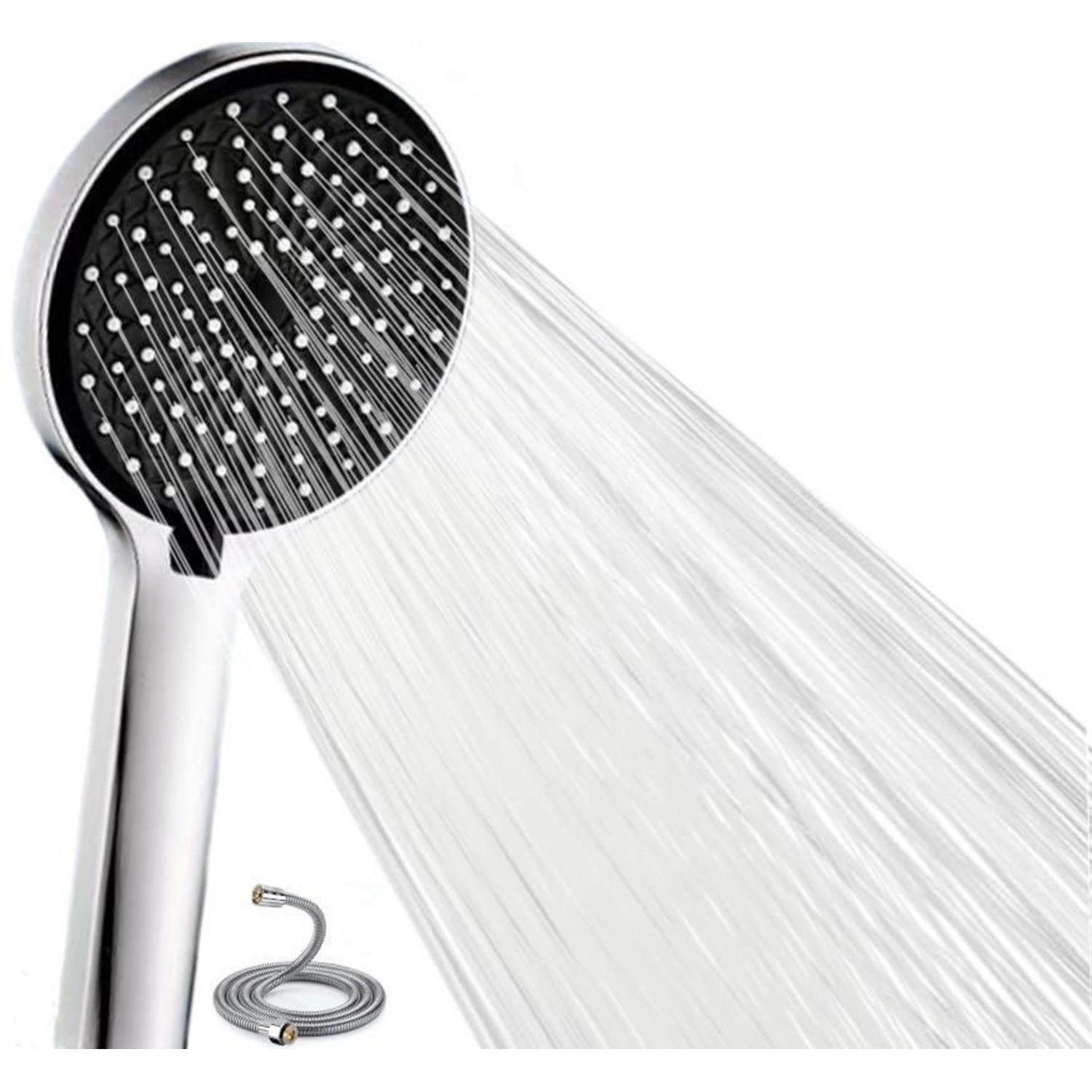 Duschkopf Mit Schlauch, 5 Strahlarten, 120mm Regendusche, Wassersparend, Silber