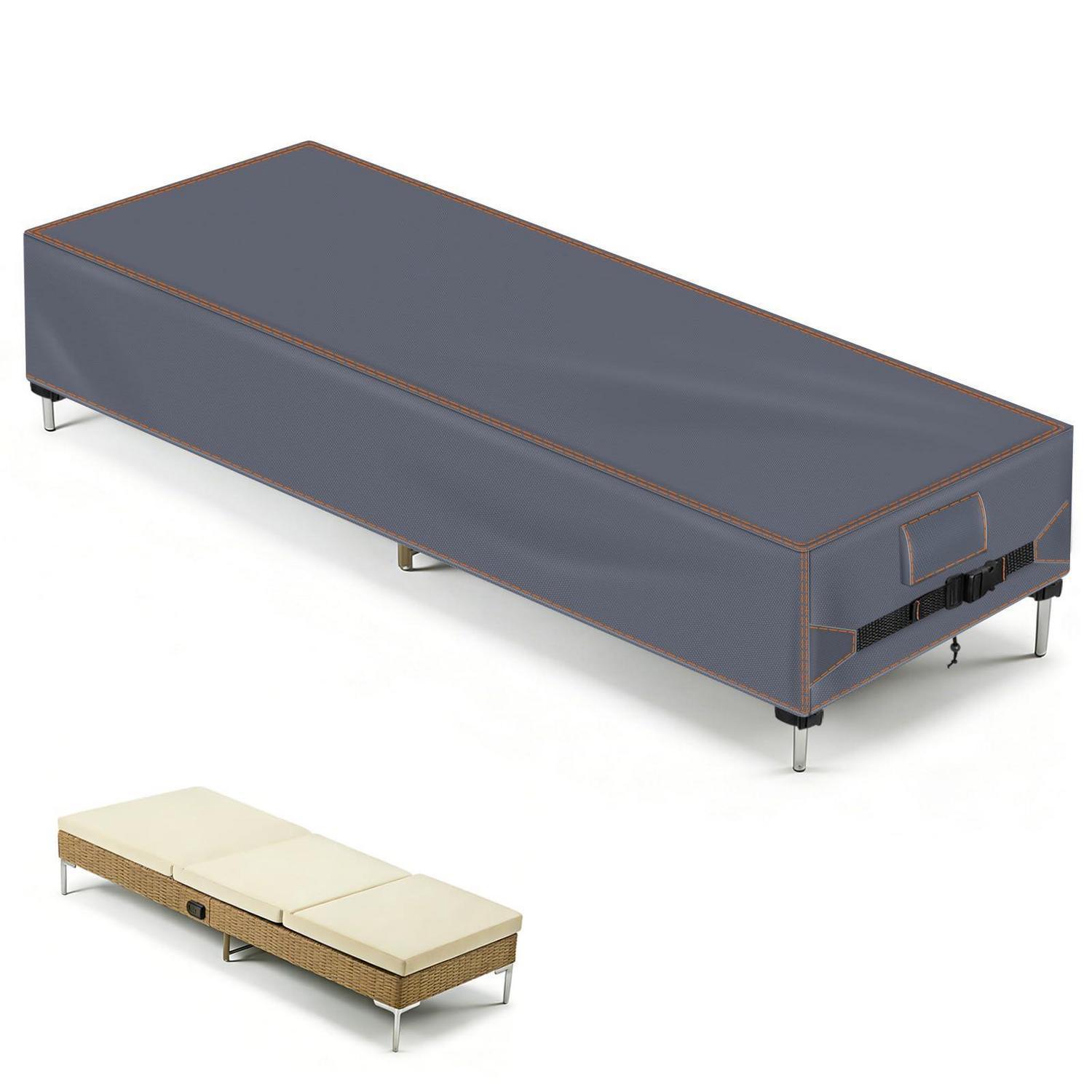 Gartenliege Abdeckung 200x68x30cm, 420d Oxford, Wasserdicht, Uv-schutz, Grau