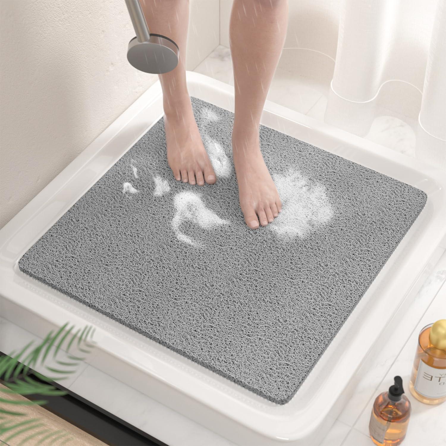 Duschmatte Rutschfest 53x53cm Grau, Schnell Trocknend, Mit Drainage