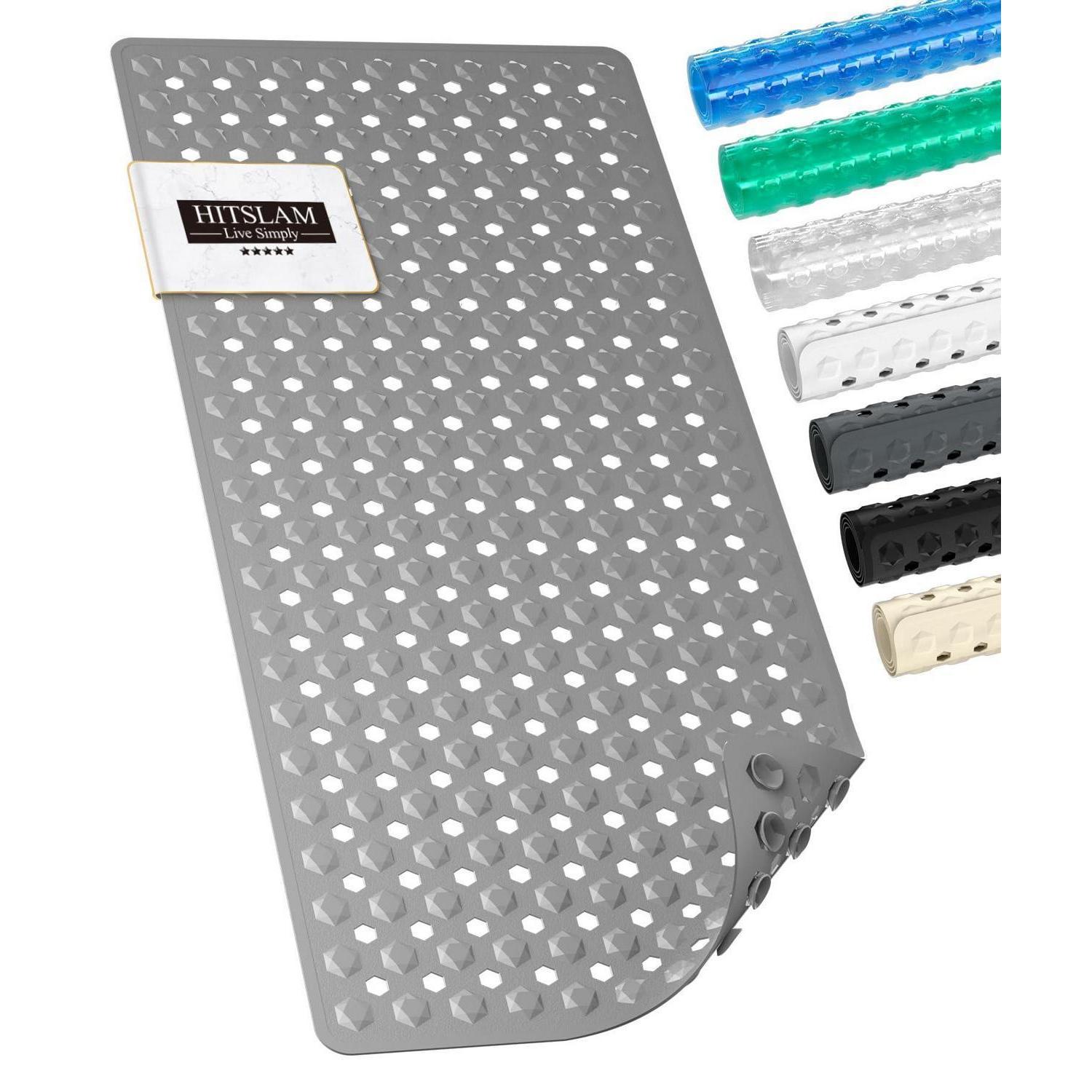 Badewannenmatte Rutschfest 89x40cm, Bpa-frei, Schimmelresistent, Maschinenwaschbar, Grau