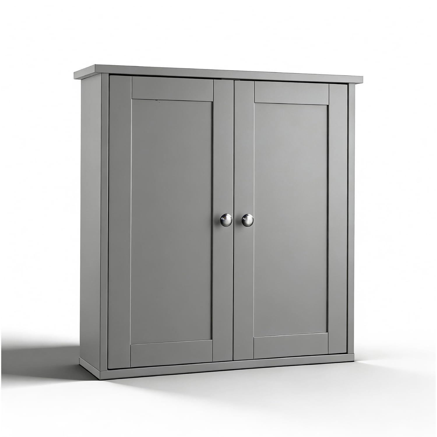 Hängeschrank Mit 1 Tür, 60x18x60 Cm, Verstellbarer Einlegeboden, Grau