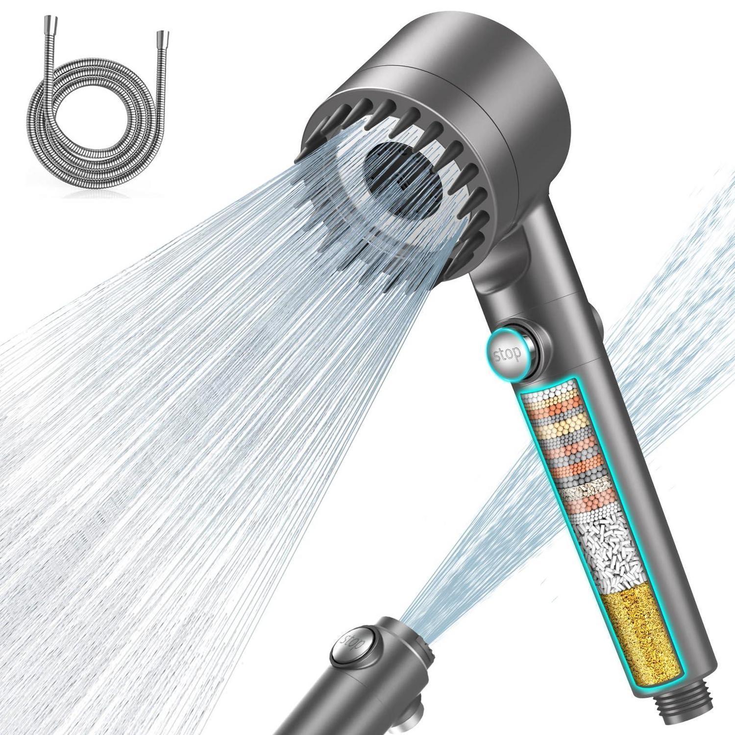 Handbrause Mit 15-schicht-filter, Hochdruck, 4 Strahlarten, Wassersparfunktion