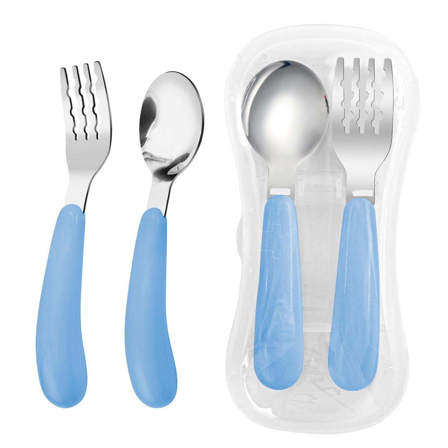 Kinderbesteck Set Mit Reiseetui, Edelstahl Gabel Löffel Für Kinder, Blau