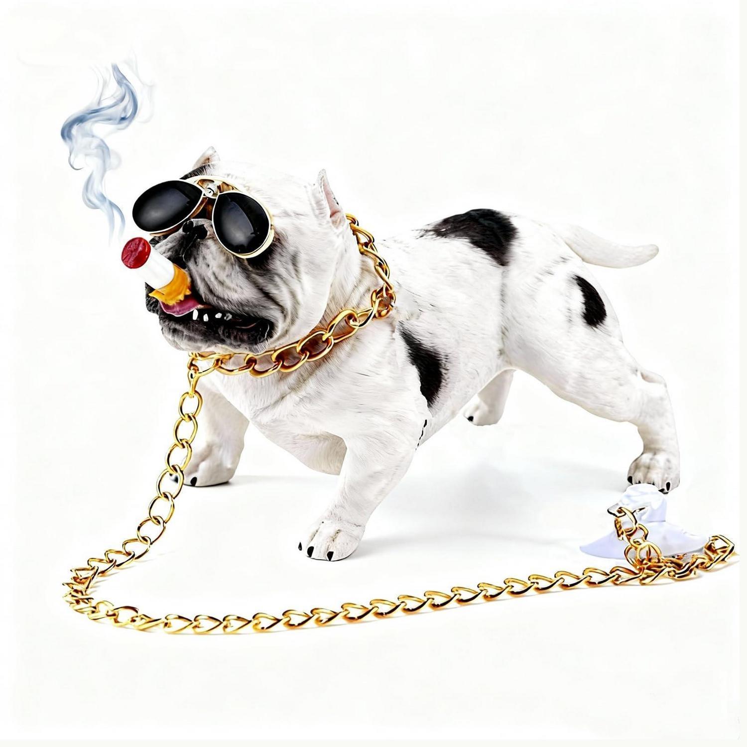 Bulldogge Armaturenbrett Deko Figur Mit Kette Und Sonnenbrille