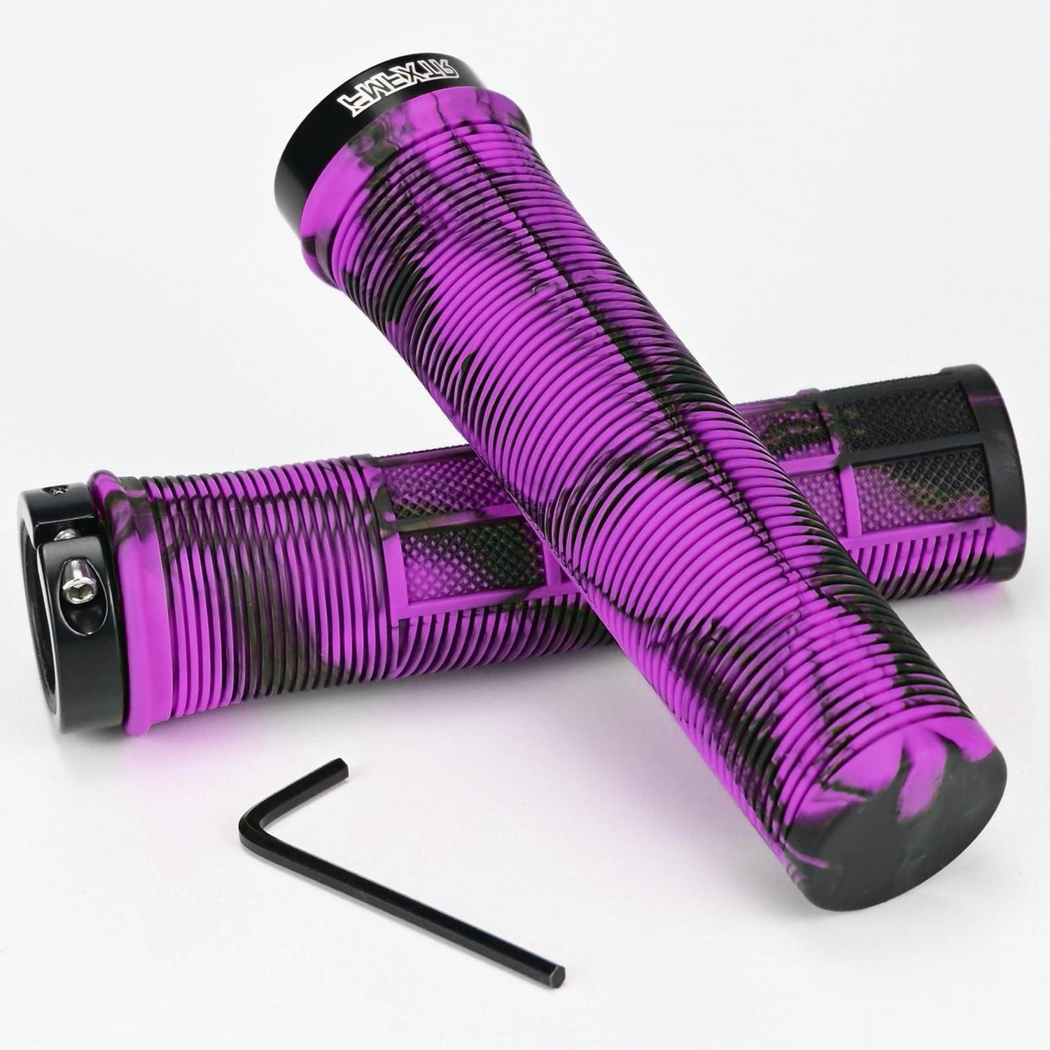 Fahrradgriffe 22mm Gummi Rutschfest Mit Aluminium Lock Ergonomisch Violett