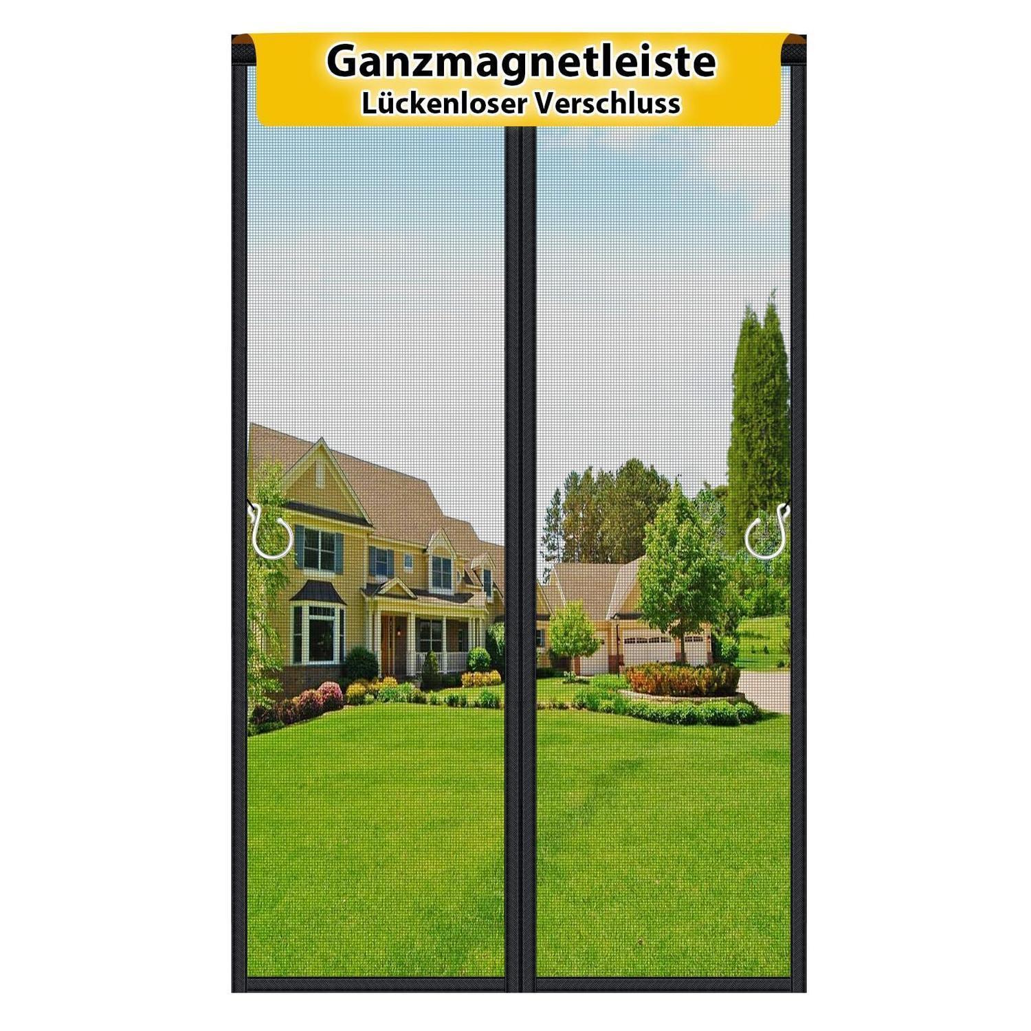 Fliegengitter Balkontür 100x210cm, Durchgehender Magnetverschluss, Ohne Bohren