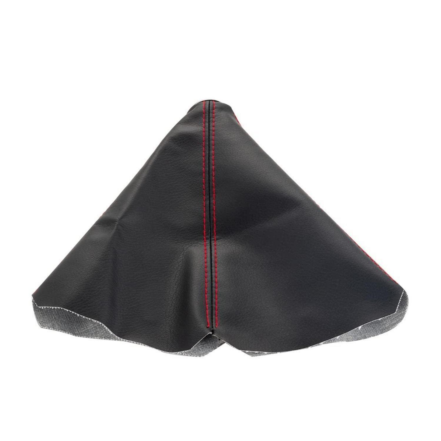 Schalthebelabdeckung Pu-leder Schwarz Mit Roten Nähten Universal Für Die Meisten Autos