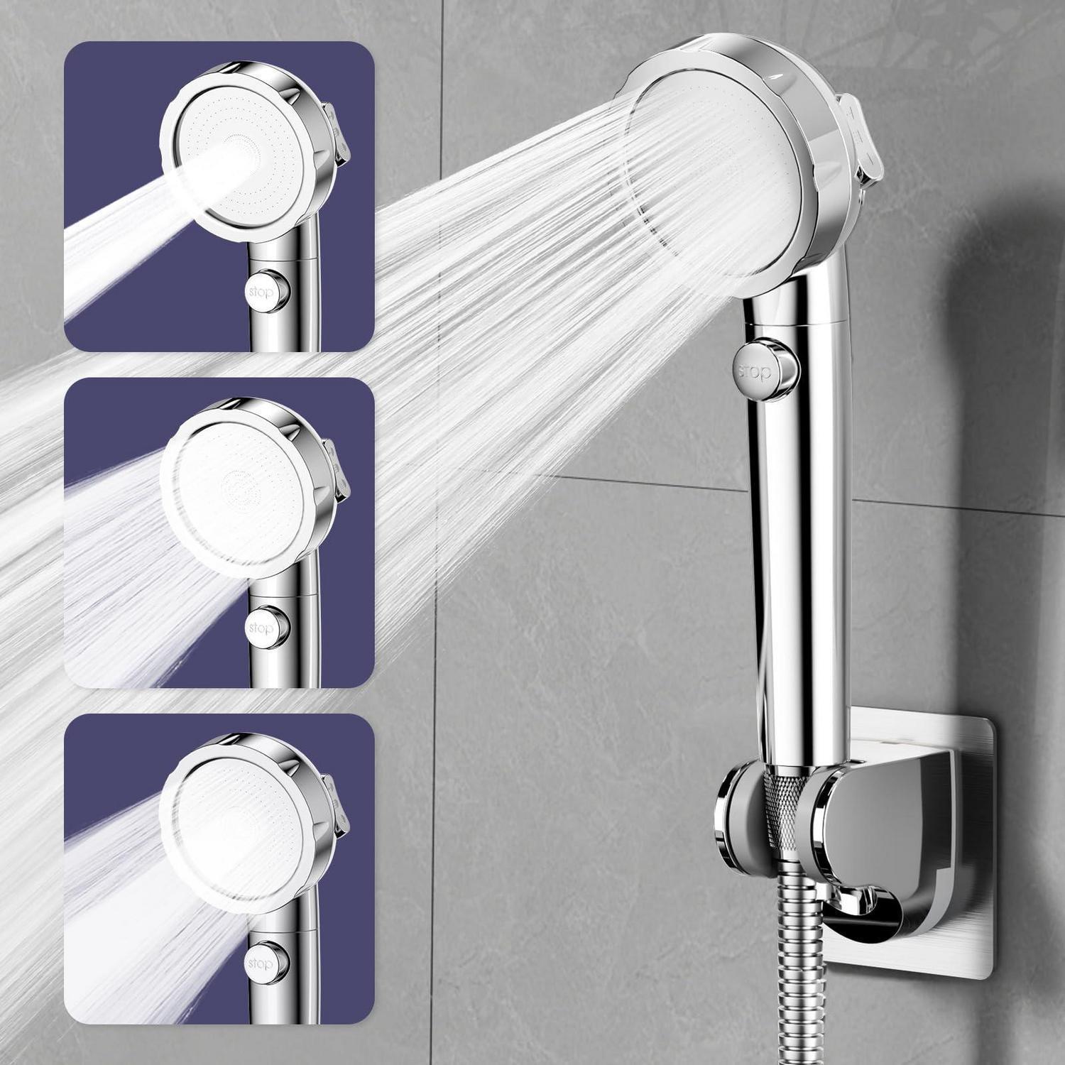 Handbrause Mit Filter Gegen Kalk, 3+1 Sprühmodi, Hochdruck, Wassersparend, Mit Stopp-taste