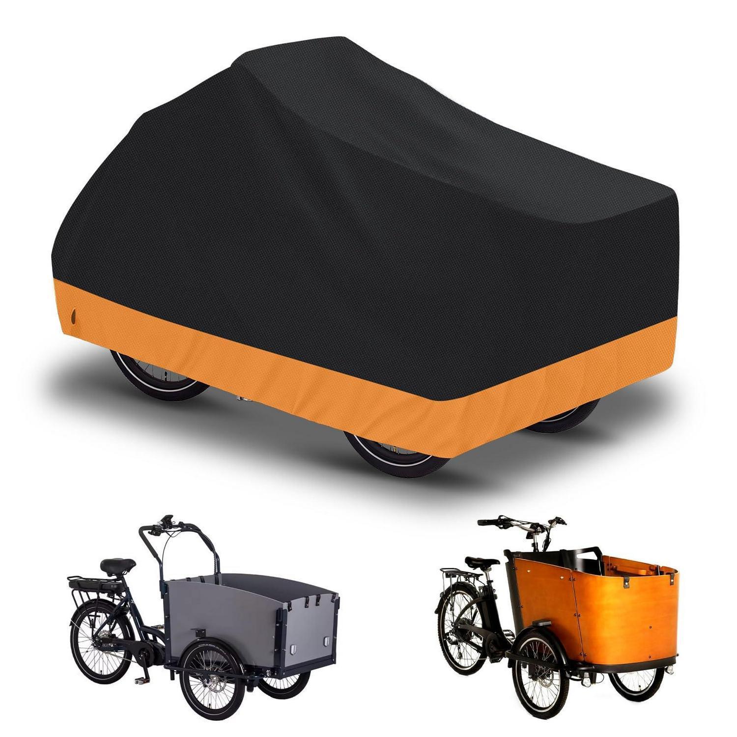 Lastenrad Abdeckung Wasserdicht 225x105x110cm 600d Oxford Fahrradgarage Orange Schwarz