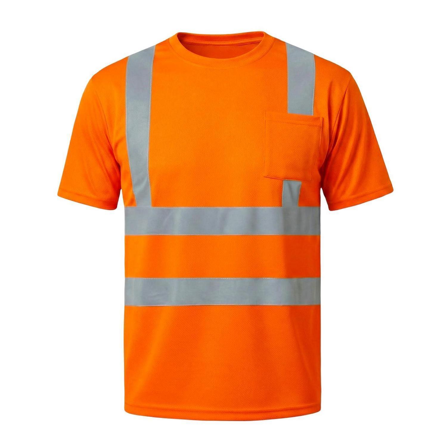 Warnschutz T-shirt Atmungsaktiv Reflektierend Mit Tasche Orange 3xl