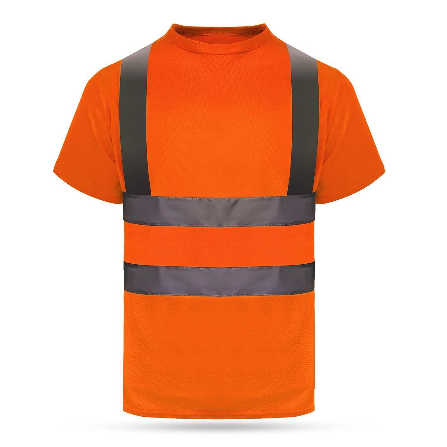 Warnschutz T-shirt Mit Reflektoren, Atmungsaktiv, Orange, Größe L