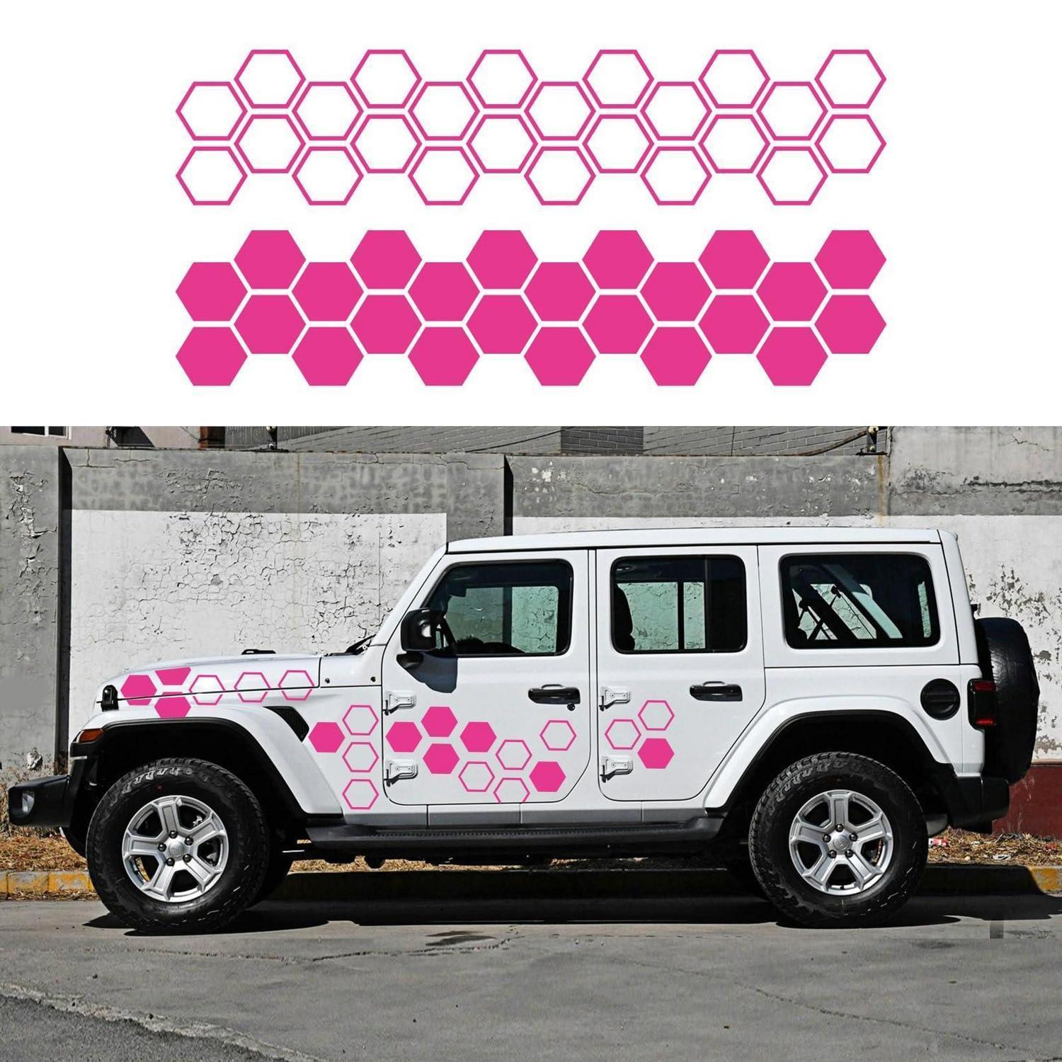 Autoaufkleber Wabenmuster 48tlg. Rosa Wasserfest & Uv-beständig Für Alle Modelle