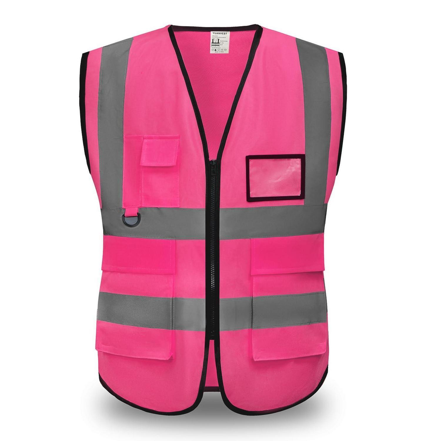 Sicherheitsweste Mit Reflektorstreifen, Hohe Sichtbarkeit, Rosa, Größe S
