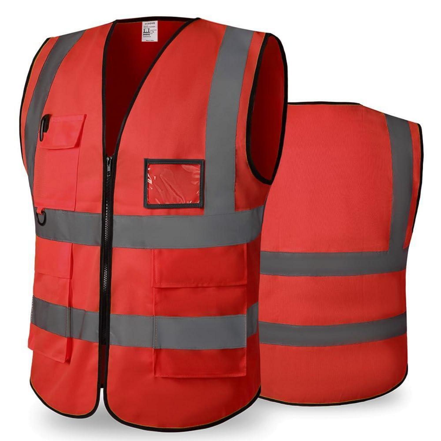 Warnweste Mit Taschen Für Damen Und Herren, Hohe Sichtbarkeit, Reflektierend