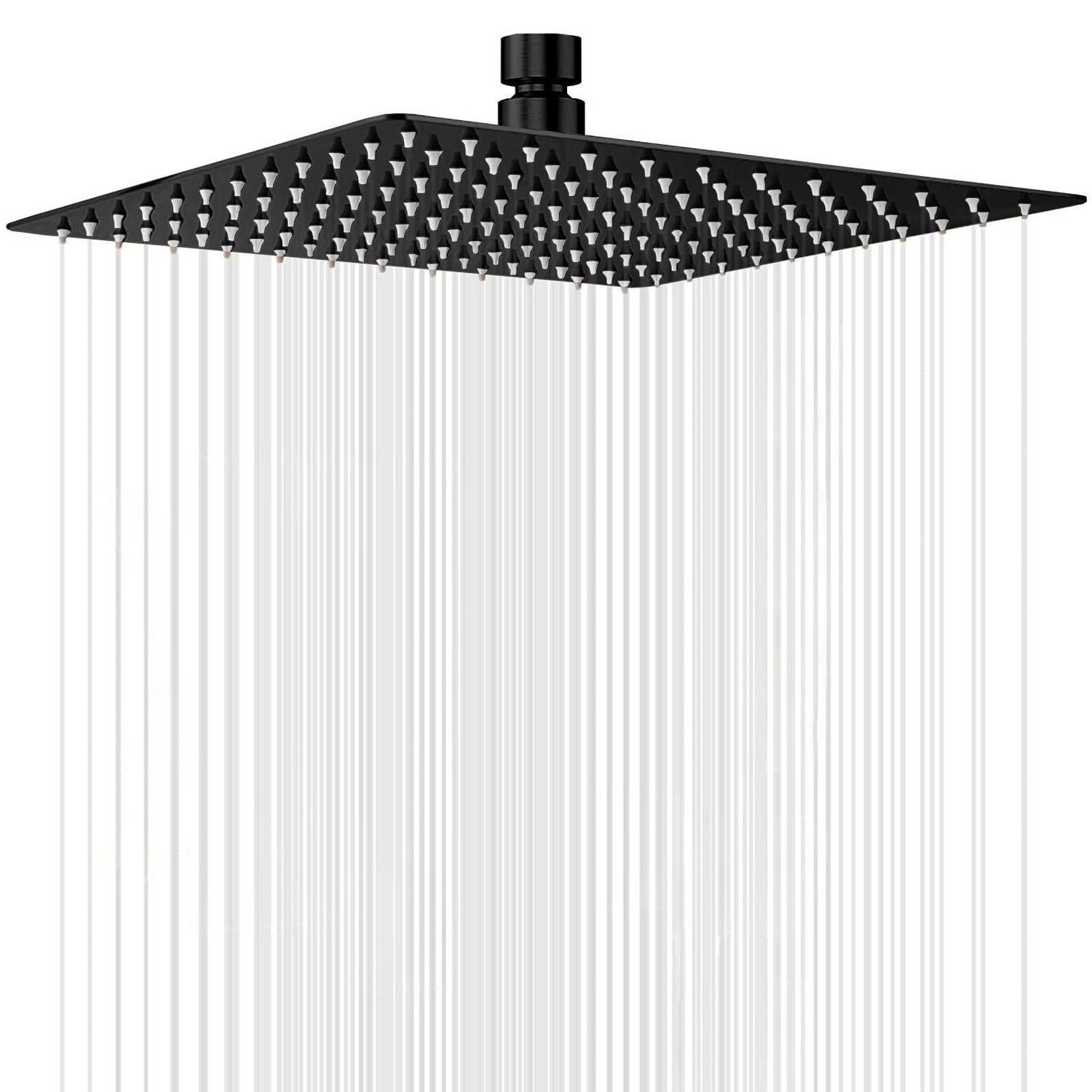 12 Zoll Regendusche Quadratisch Schwarz Edelstahl Anti-kalk-düsen Hochdruck Einfache Montage