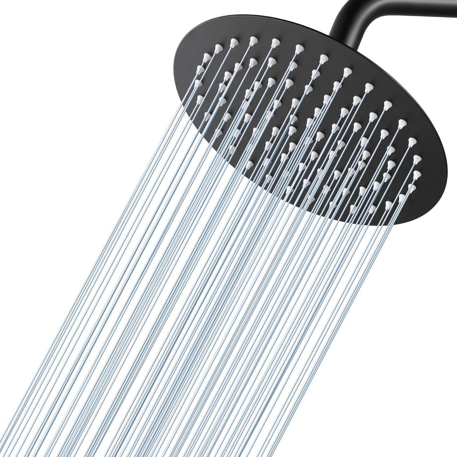 Regendusche 20cm Rund, Edelstahl 304, Mattschwarz, Wassersparend