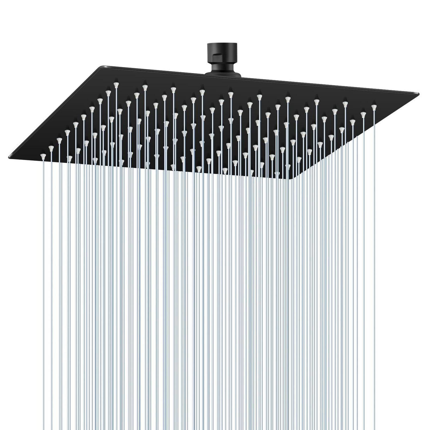 Regendusche 25cm Quadratisch Schwarz Edelstahl Wassersparend Mit 121 Antikalk Düsen
