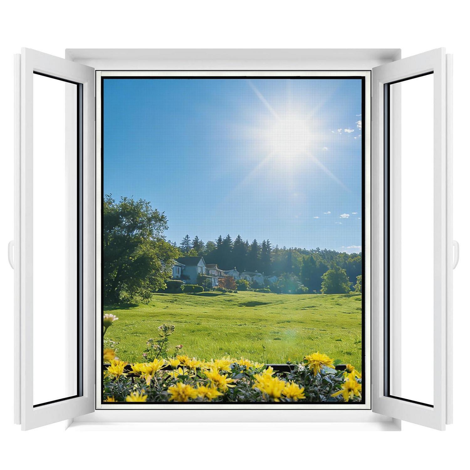 Fliegengitter Fenster Zuschneidbar 110x130cm, Insektenschutz Mit Klettband, Schwarz 2 Stück