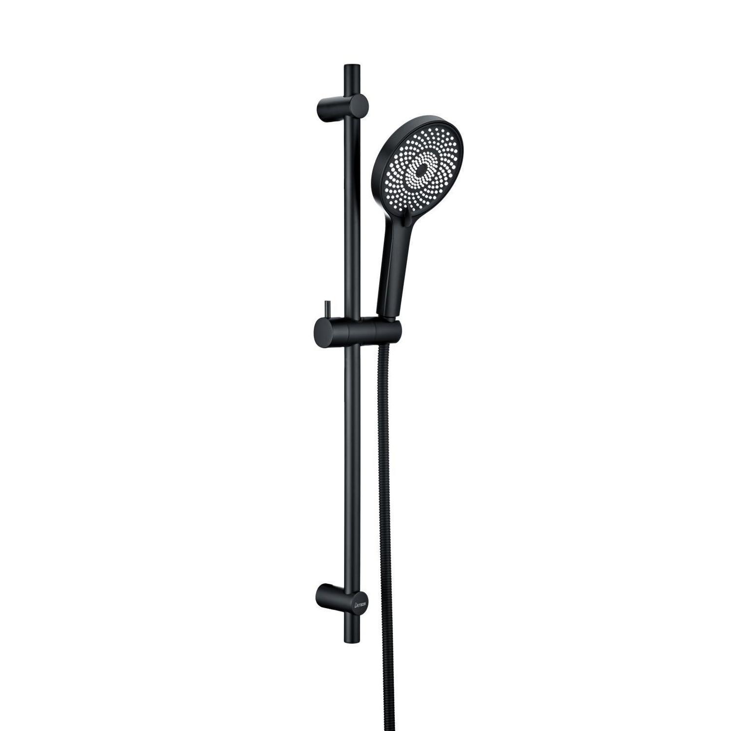 Duschstangenset 70cm Edelstahl Mit Handbrause 3 Strahlarten, Schwarz, Einfache Montage