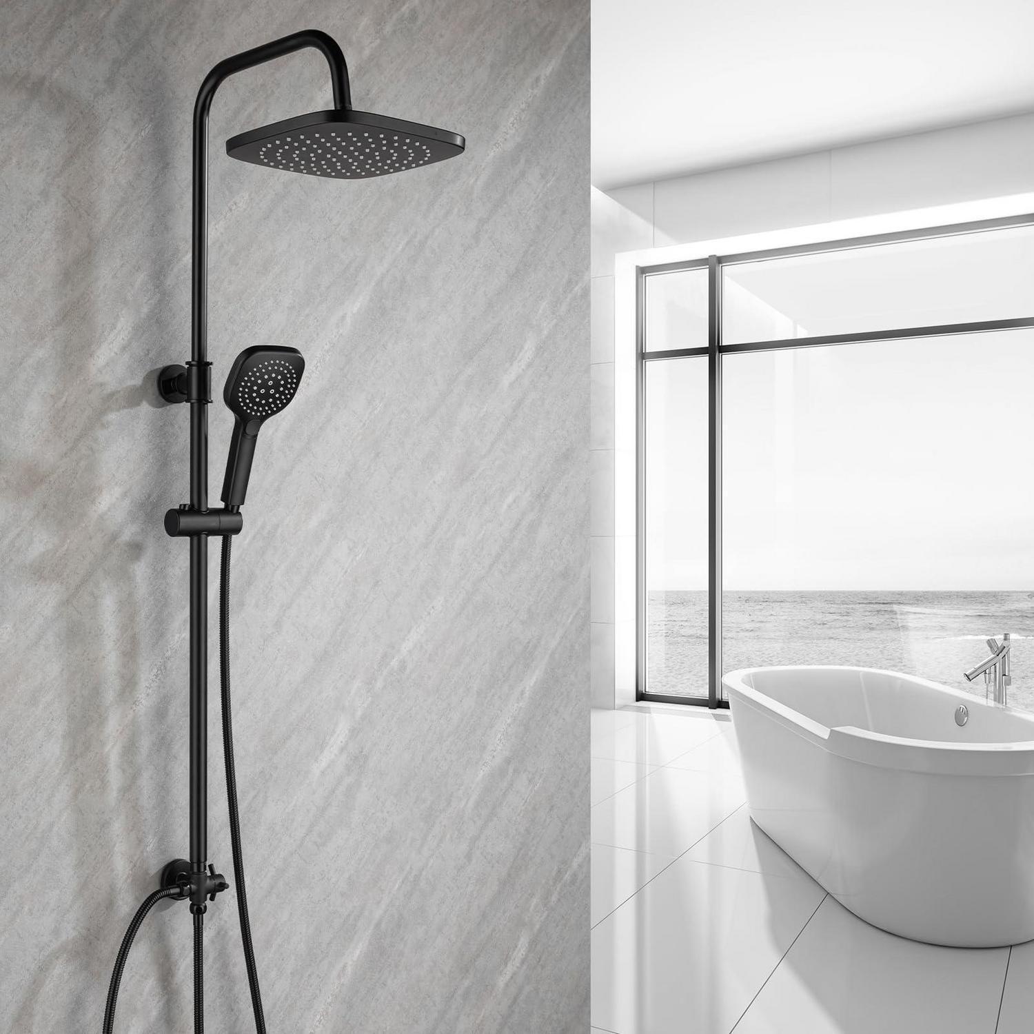 Duschsystem Ohne Armatur Mit 25cm Regendusche, 3 Strahlarten, Höhenverstellbar