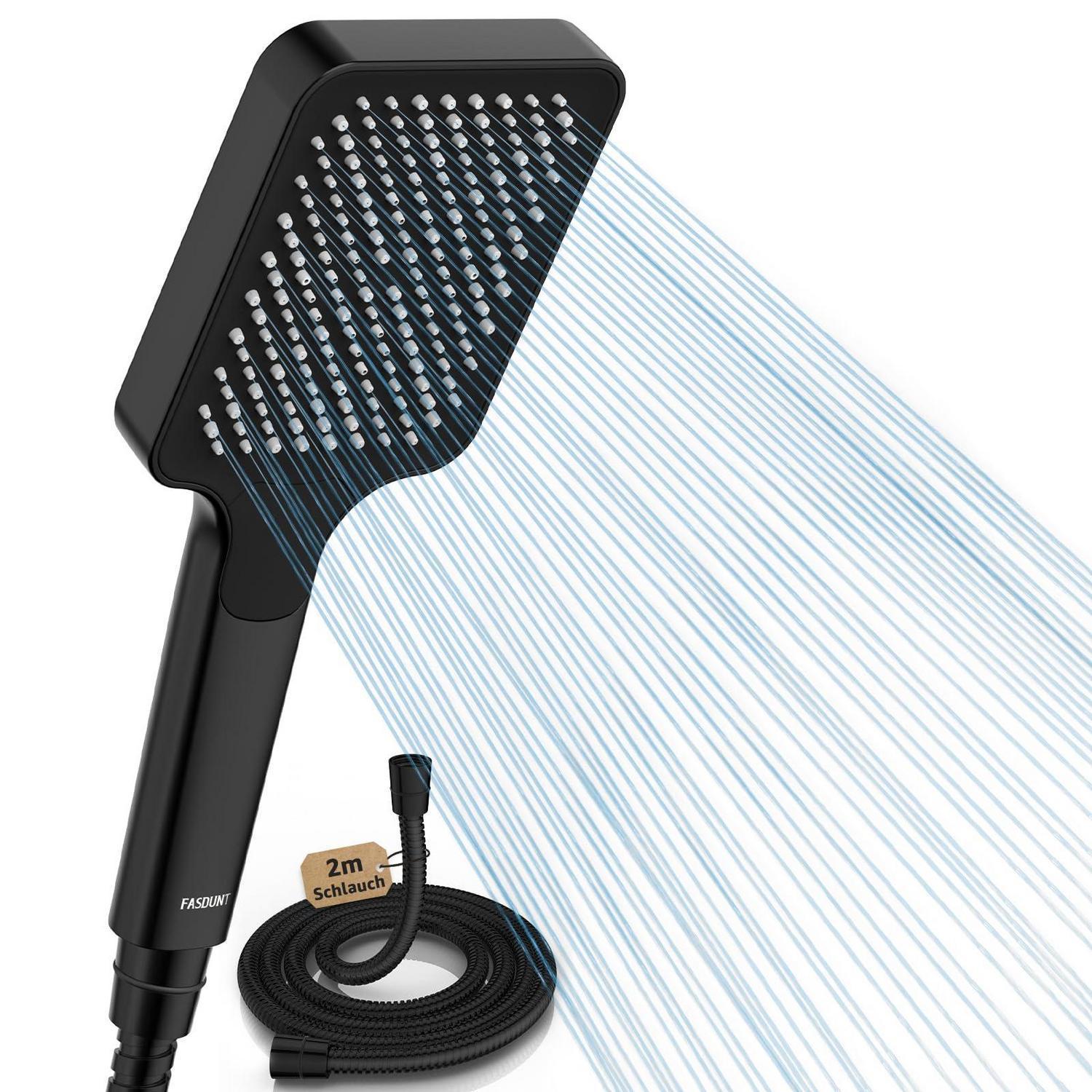 Duschkopf Mit 2m Schlauch, Hochdruck Regendusche, Wassersparend 9.5l/min